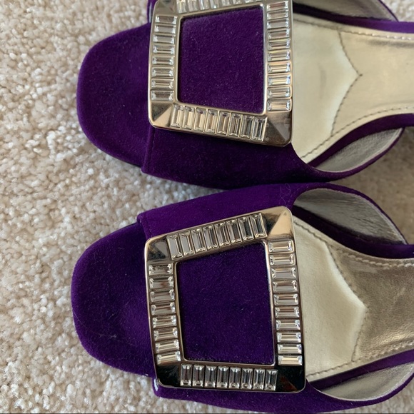 Prada Jeweled-Buckle Suede Mule Slide Sandal 36.5 - Picture 5 of 14